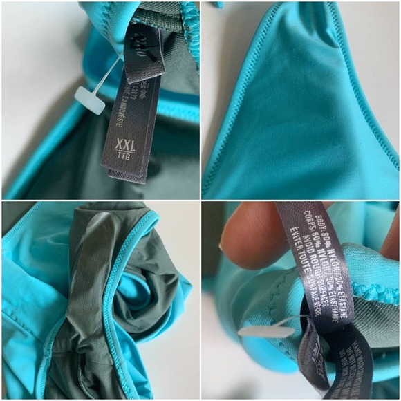 Aerie 2XL Cheeky Halter Tie Plunge One Piece Swimsuit High Cut Leg Blue Sexy XXL - Picture 10 of 13